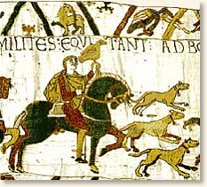 Harold in the Bayeux tapesty, with a hawk