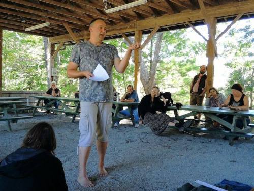 Kris during his workshop on Iolo Morganwg. Photo courtesy of Dana Wiyninger.